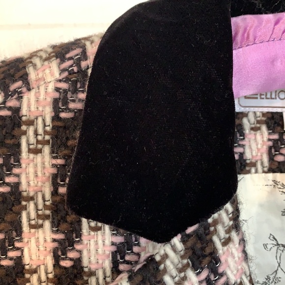SOLD! Lovely houndstooth overcoat dress coat wool blend tweed black white pink 4 - Picture 9 of 15